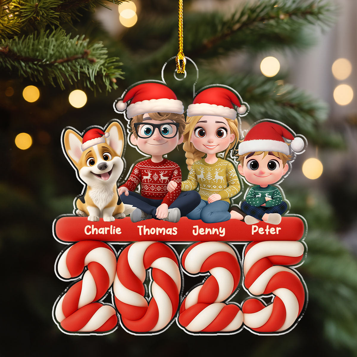 Custom Christmas Decor Home Birthday Gifts For Dog Lovers • Family Marshamallow - Personalized Acrylic Ornament