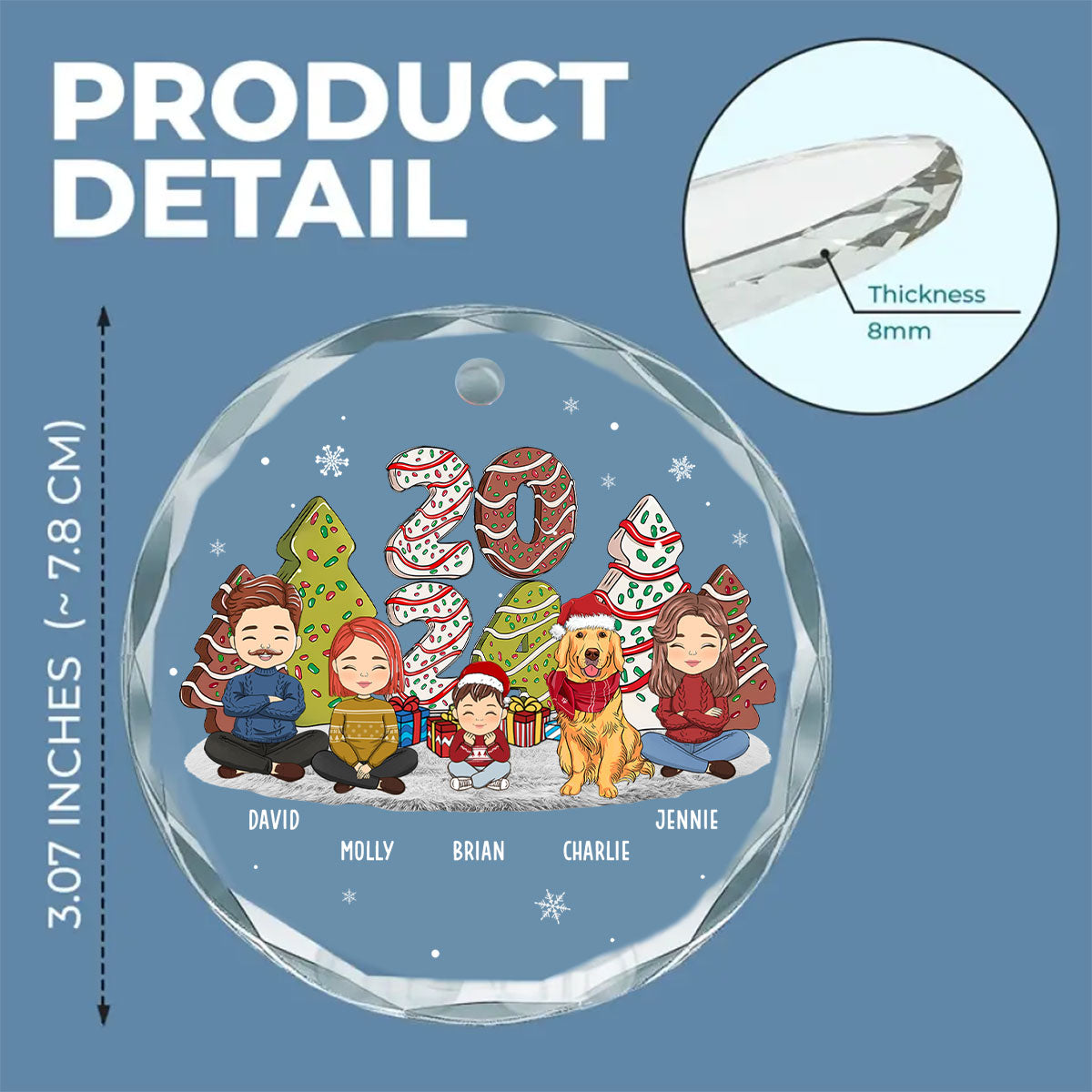 Custom Christmas Decor Home Birthday Gifts For Pet Lovers • Family Cake - Personalized Glass Ornament