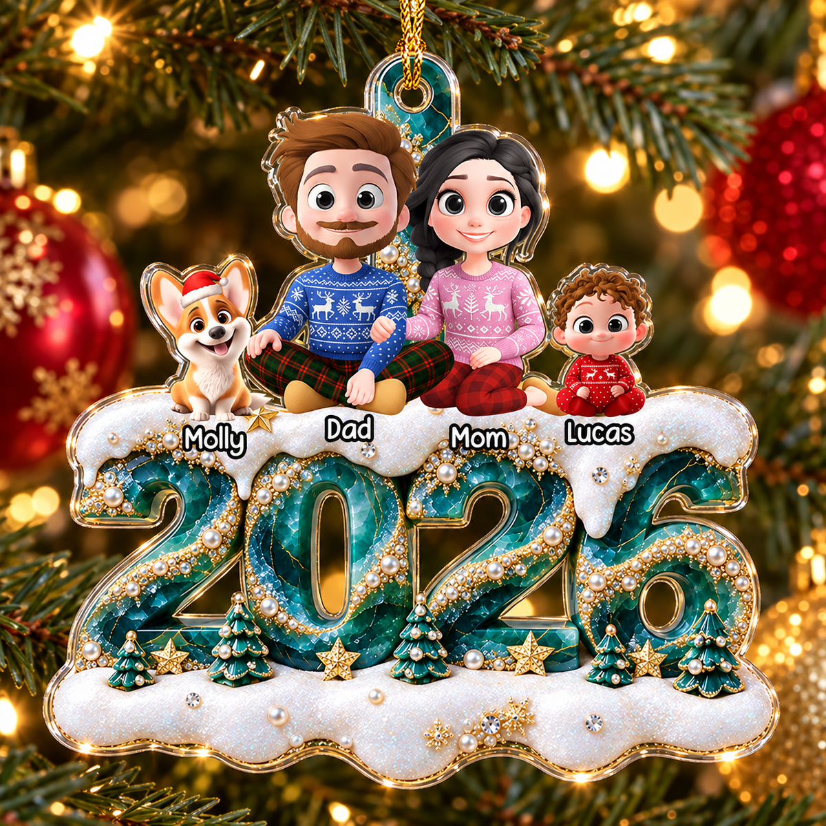 Together For Christmas - Personalized 3D Effect Acrylic Ornament
