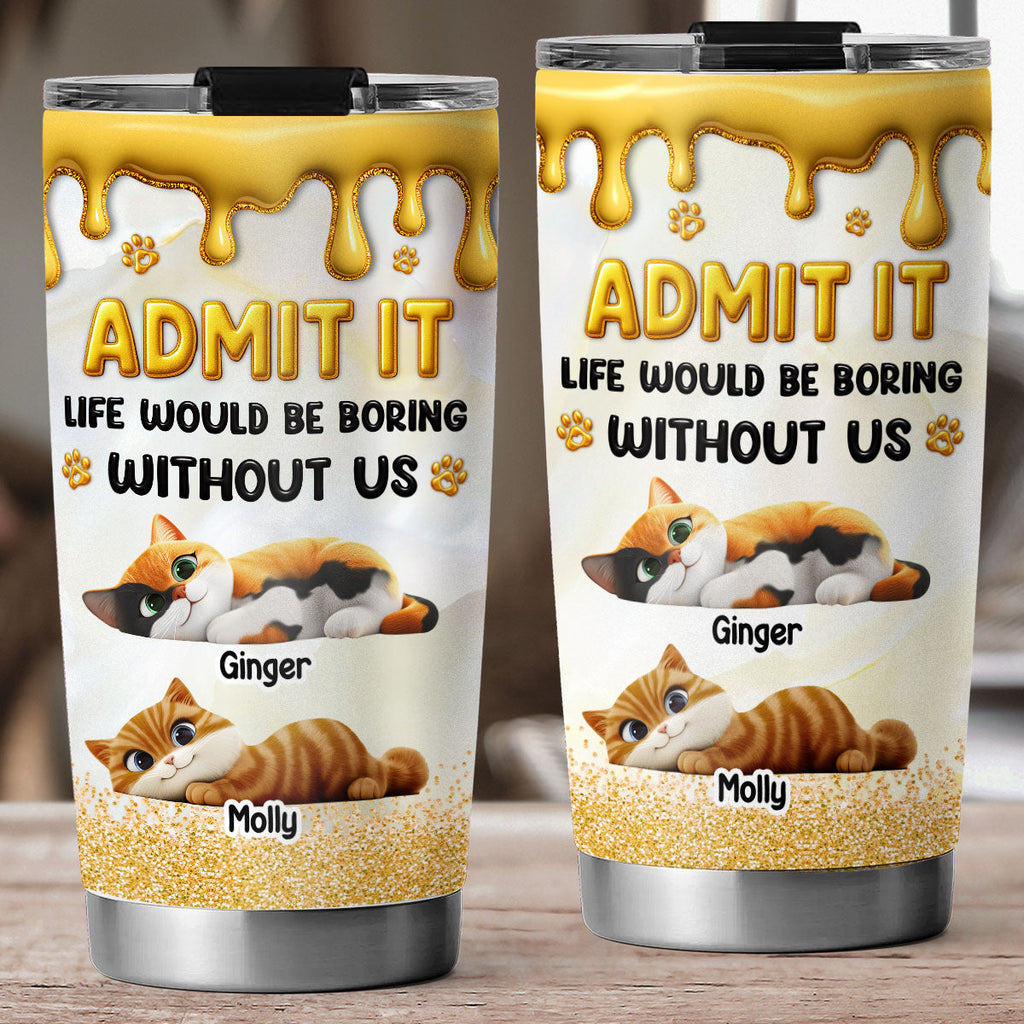 Custom Christmas Birthday Gifts For Cat Lovers • Love You Longer Cat Version - Personalized 3D Effect Tumbler