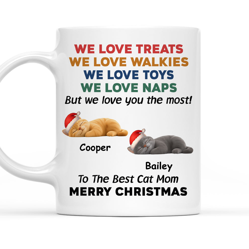 Custom Christmas Birthday Gifts For Cat Lovers • Cats Love You Snow Ver - Personalized Coffee Mug