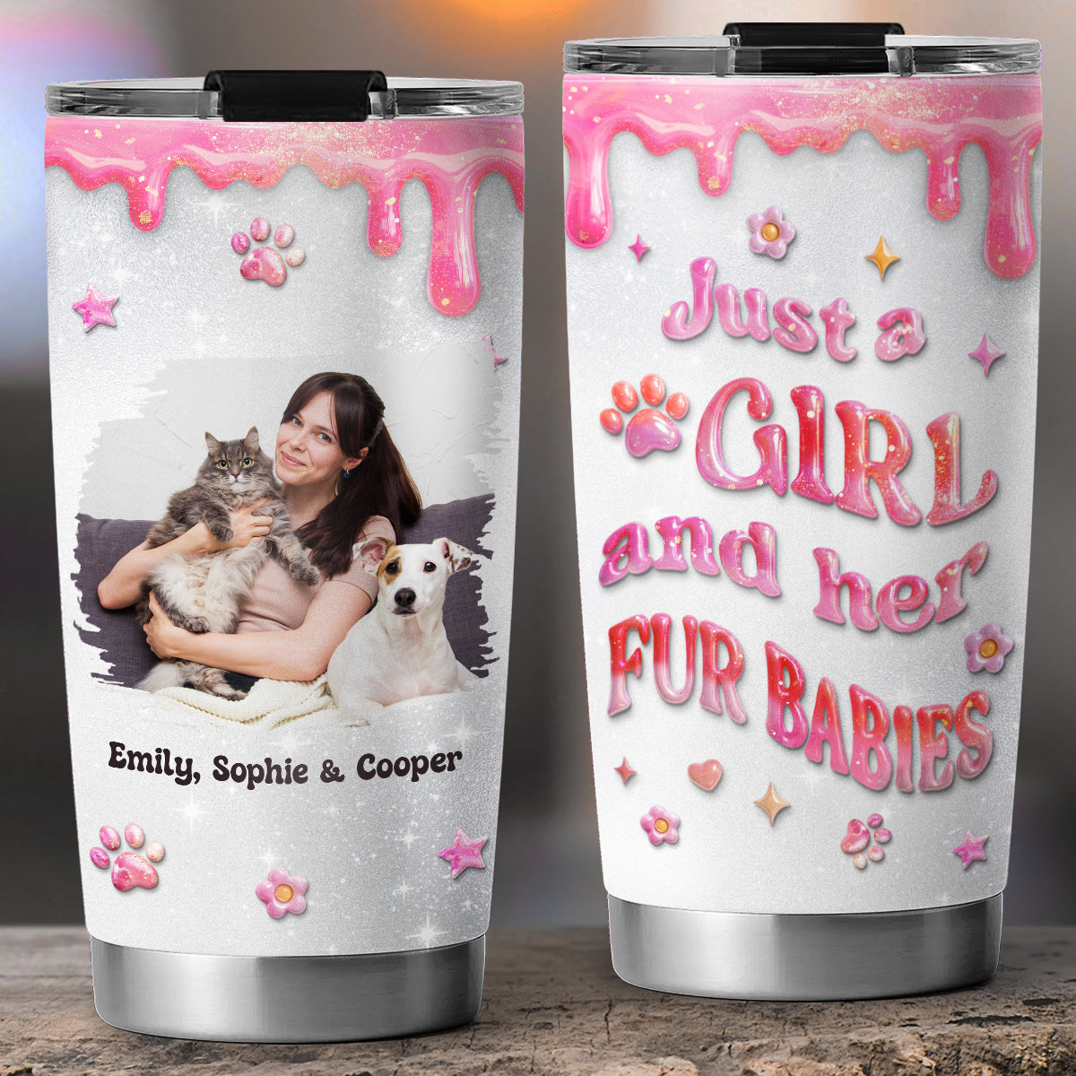 Custom Photo Christmas Birthday Gifts For Pet Mom, Pet Lovers • Every Day Is A Nice Day With My Babies Photo - Personalized 3D Effect Tumbler