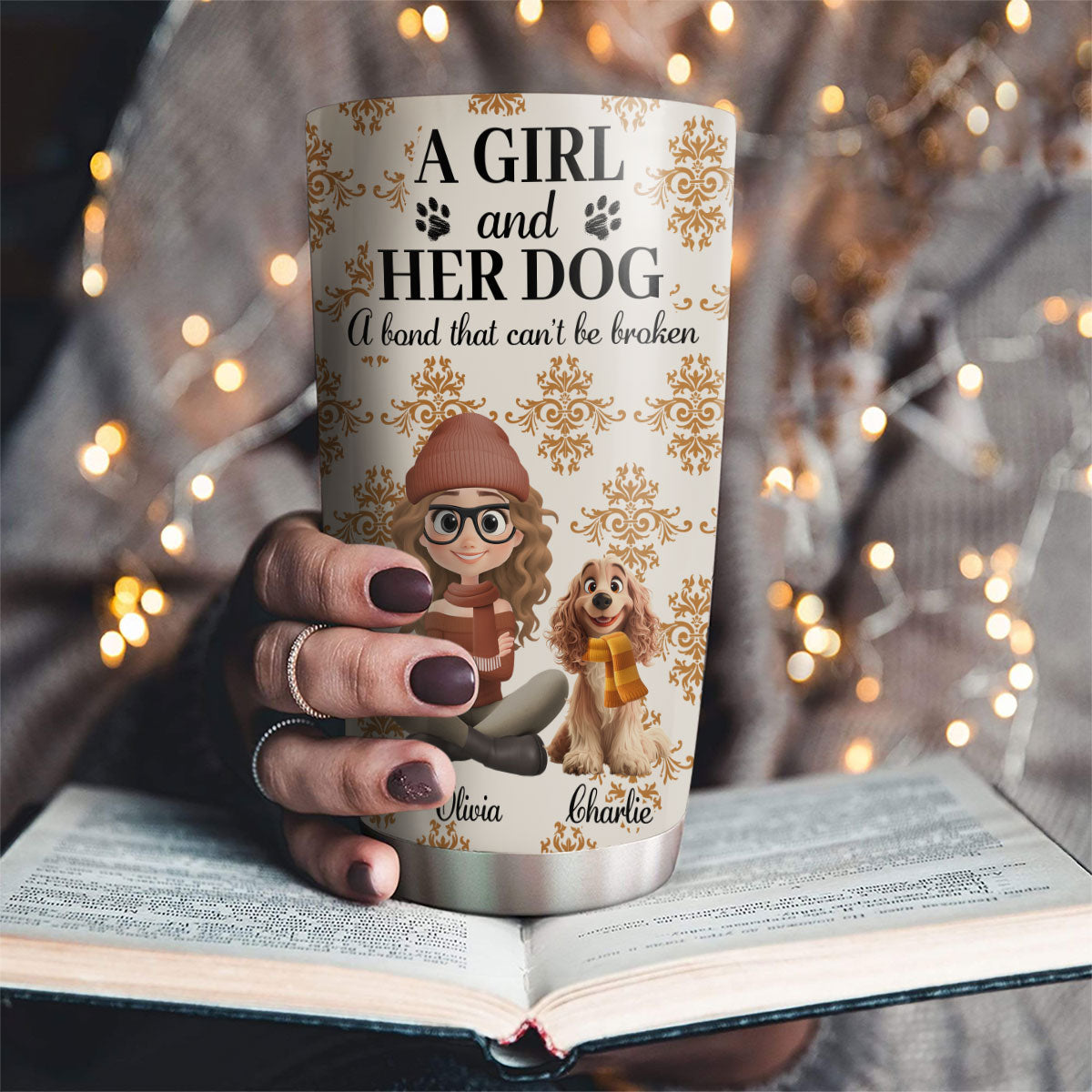 Custom Christmas Birthday Gifts For Dog Mom, Dog Lovers • Pumskin A Girl And Her Dog - Personalized Tumbler