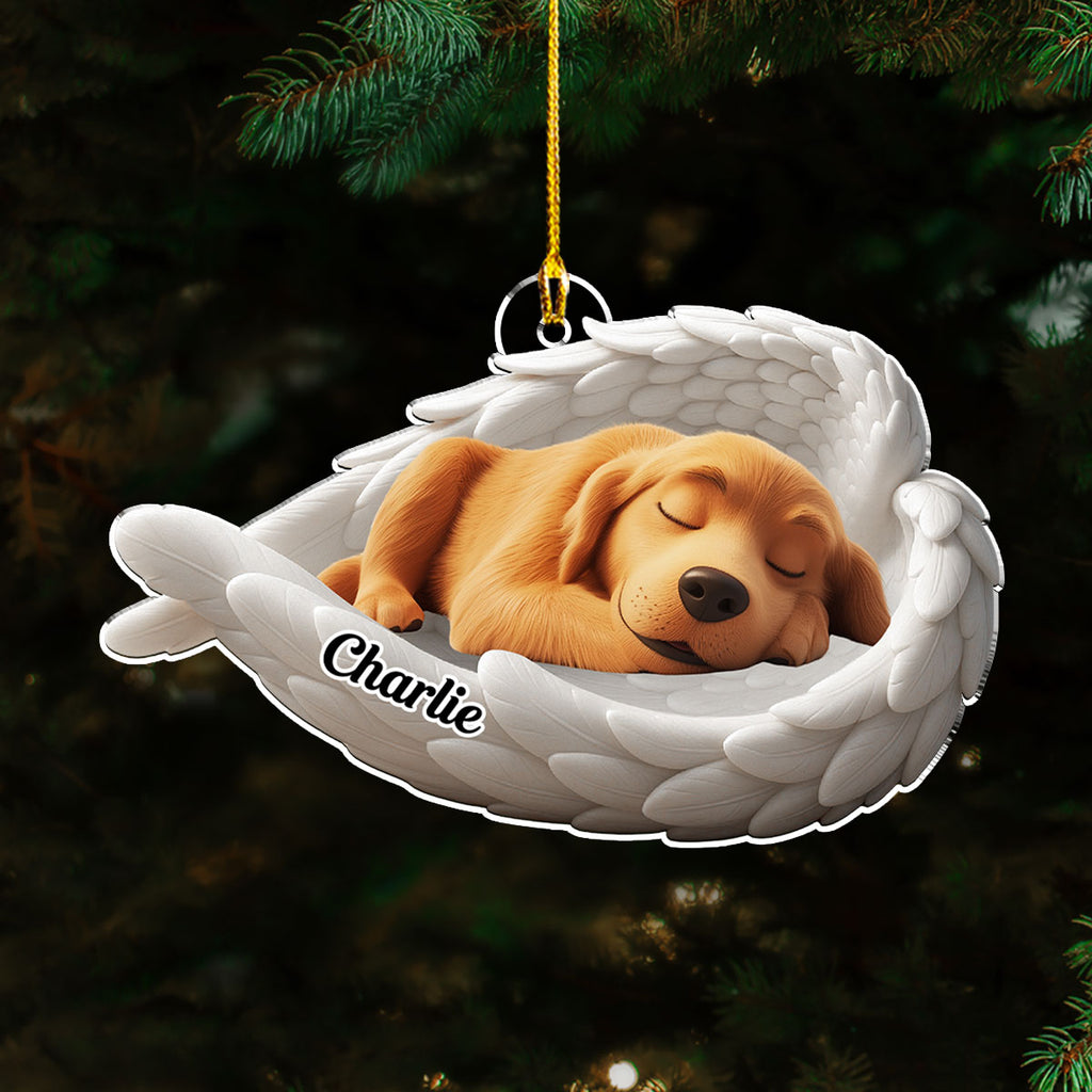 Custom Christmas Memorial Sympathy Gifts For Dogs, Cats • The Wings Of My Dog - Personalized Acrylic Ornament