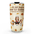 Custom Christmas Birthday Gifts For Pet Mom, Pet Lovers • A Girl And Her Fur Babies Autumn - Personalized 3D Inflated Effect Tumbler