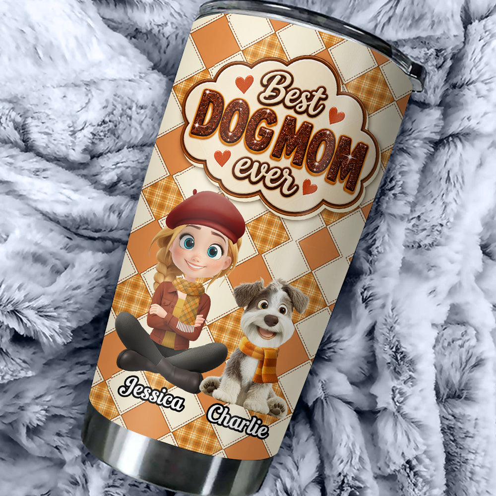 Custom Christmas Birthday Gifts For Dog Lovers • Lucky Dog Mom - Personalized 3D Effect Tumbler