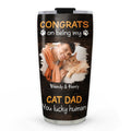 Custom Photo Christmas Birthday Gifts For Cat Dad, Cat Lovers • Congrats On Being Our Dad Cartoon Ver Cat Photo - Personalized Tumbler