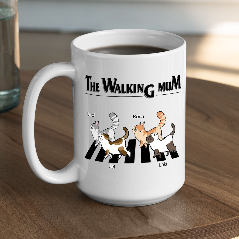 Custom Photo Mother's day Birthday Gifts For Cat Mom, Cat Lovers • The Walking Cat - Personalized Coffee Mug