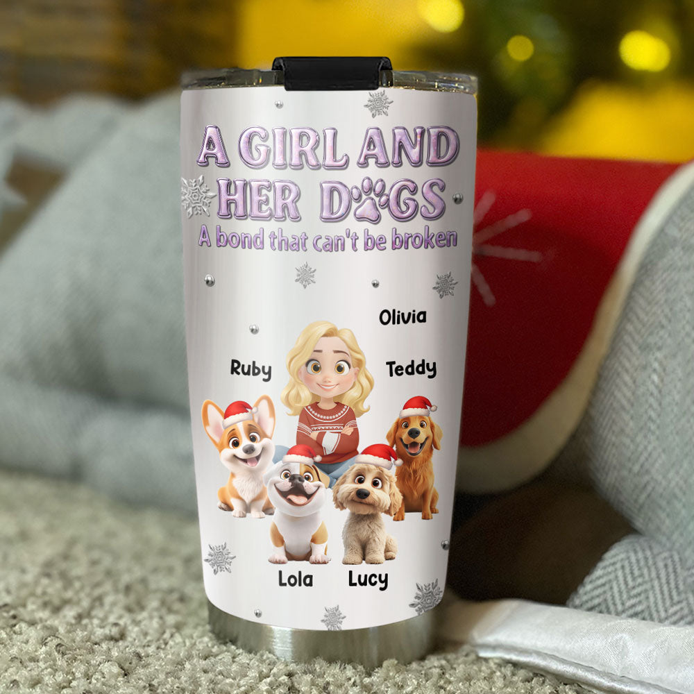 Custom Christmas Birthday Gifts For Dog Mom, Dog Lovers • Bling Winter And Dog Mom - Personalized 3D Effect Tumbler
