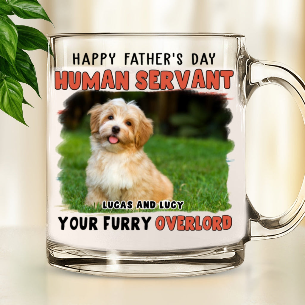 Custom Photo Father's day Birthday Gifts For Dog Dad, Dog Lovers • Your Furry Overlords Pet Ver Photo - Personalized Glass Mug