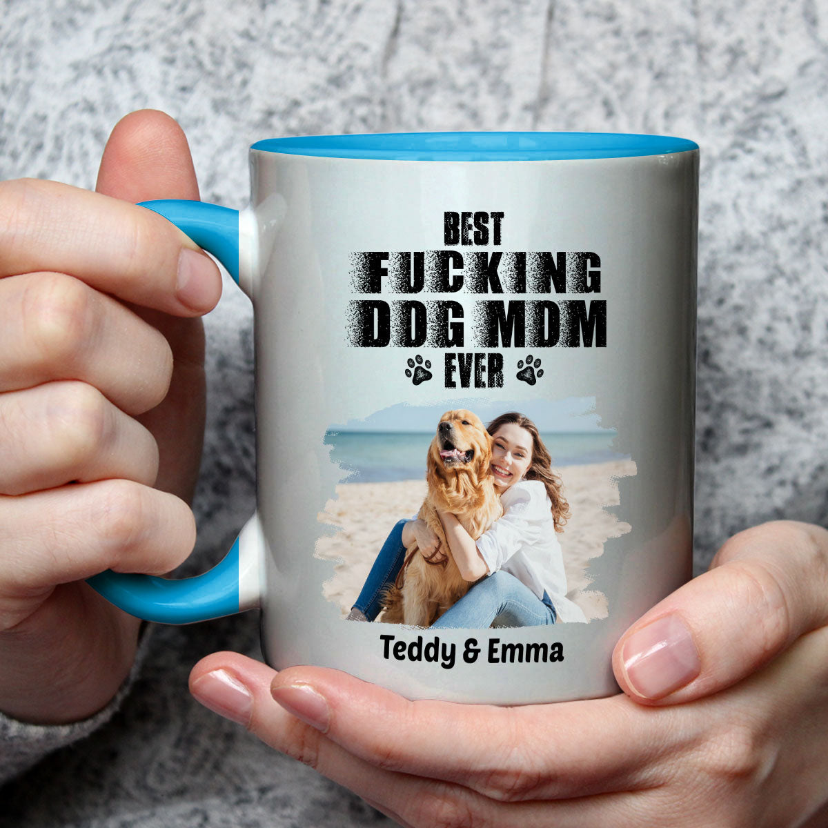 Custom Photo Christmas Birthday Gifts For Dog Mom, Dog Lovers • Best Mom Ever Photo - Personalized Accent Mug