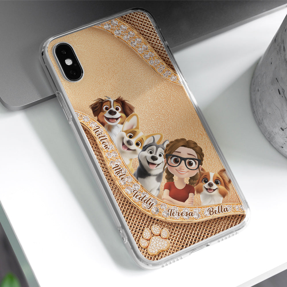 Gold Chibi Dog Mom - Personalized 3D Effect Phone Case