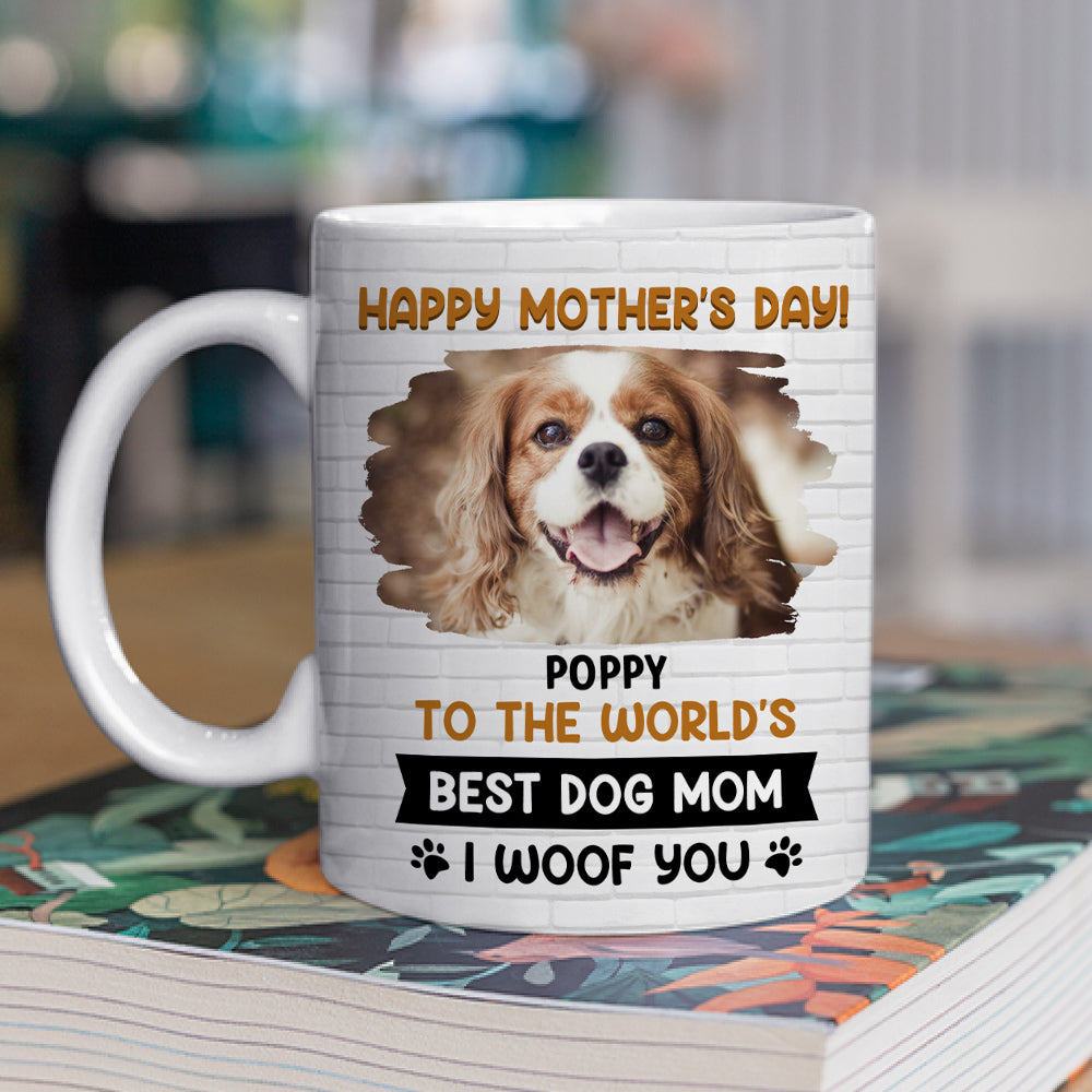 Custom Photo Mother's day Birthday Gifts For Dog Mom, Dog Lovers • I Woof You Mommy Photo - Personalized Coffee Mug