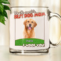 Custom Photo Mother's day Birthday Gifts For Dog Mom, Dog Lovers • We Woof You Dog Mom Dad Cartoon Photo - Personalized Glass Mug