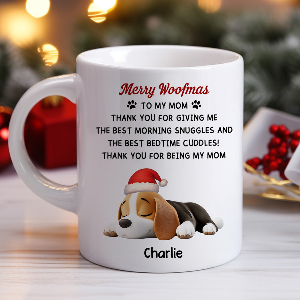 Custom Christmas Birthday Gifts For Dog Lovers • Only Cuddle You At Bedtime - Personalized Coffee Mug