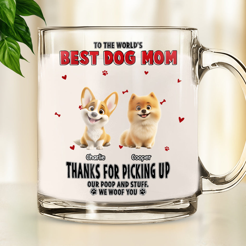 Custom Mother's Father's day Birthday Gifts For Dog Lovers • Thanks For Picking Up My Poo - Personalized Glass Mug