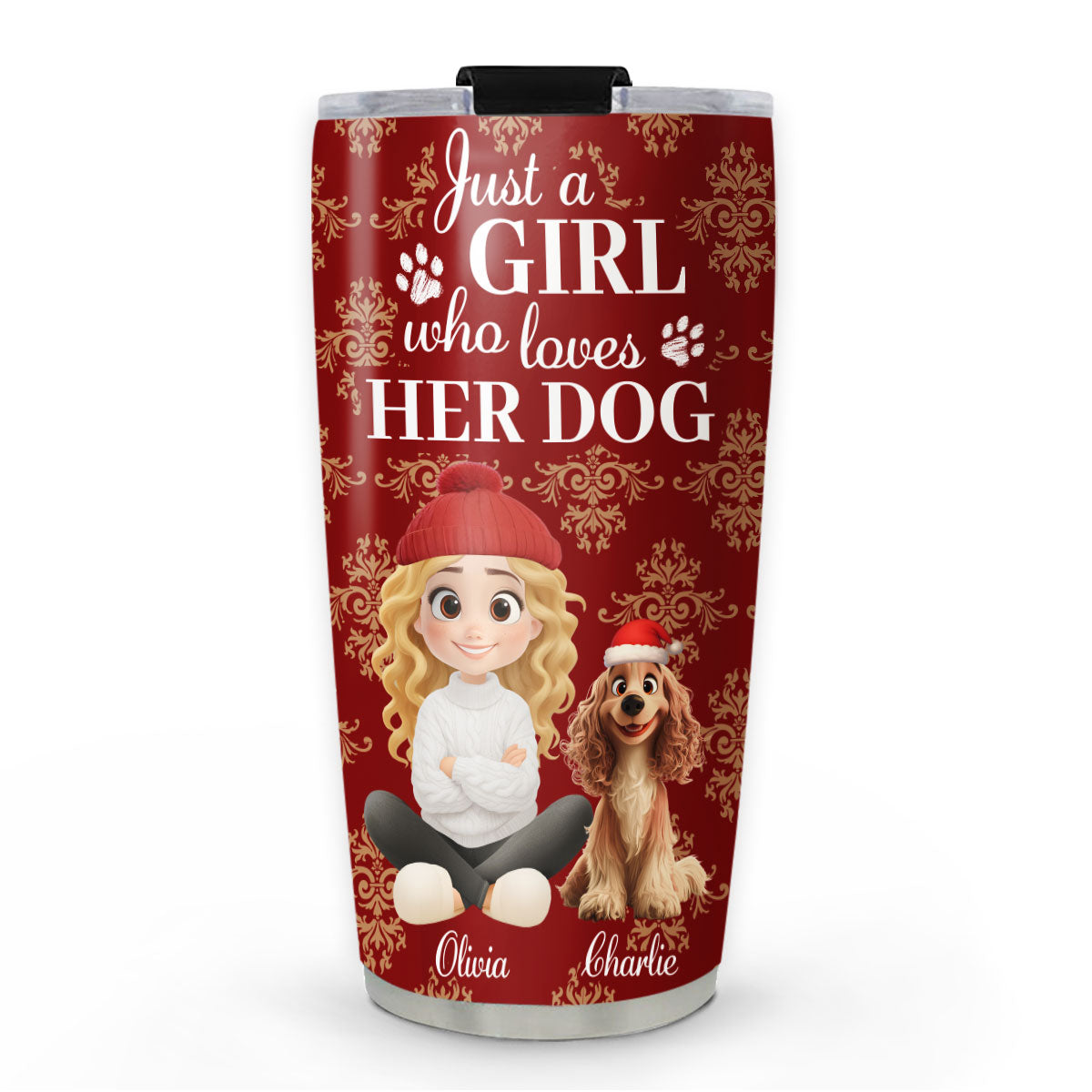 Custom Christmas Birthday Gifts For Dog Mom, Dog Lovers • Toile Dog Cartoon Christmas - Personalized Tumbler