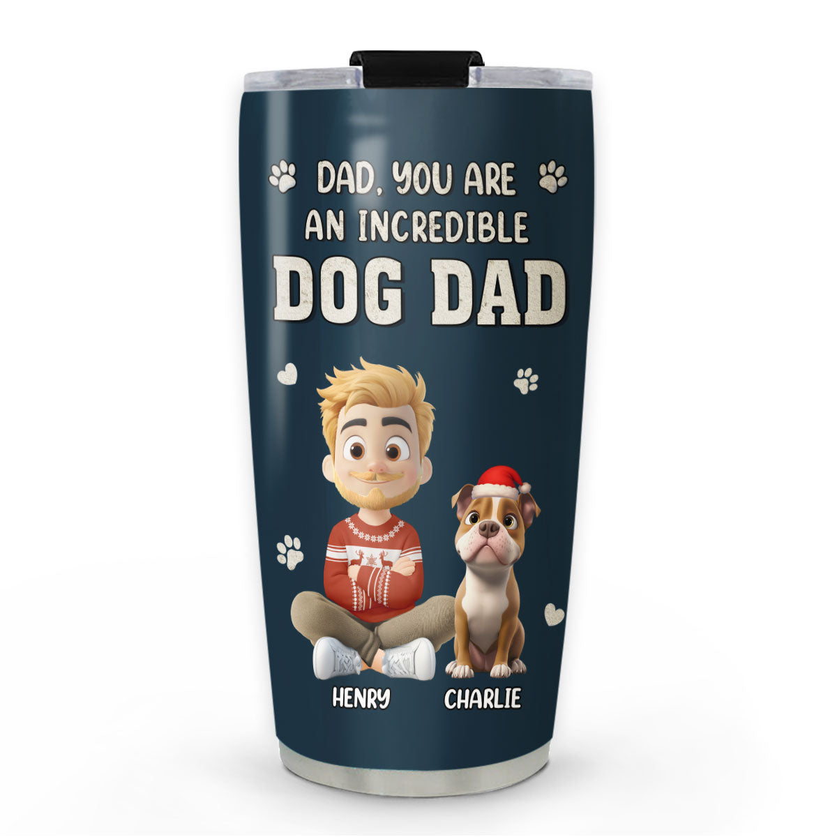 Custom Christmas Birthday Gifts For Dog Dad, Dog Lovers • Incredible Christmas Dog Dad - Personalized Tumbler