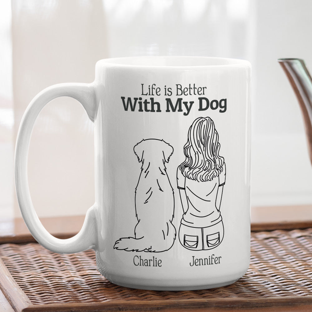 Custom Mother's day Birthday Gifts For Cat Mom, Cat Lovers • Life Is Better With My Dogs - Personalized Coffee Mug