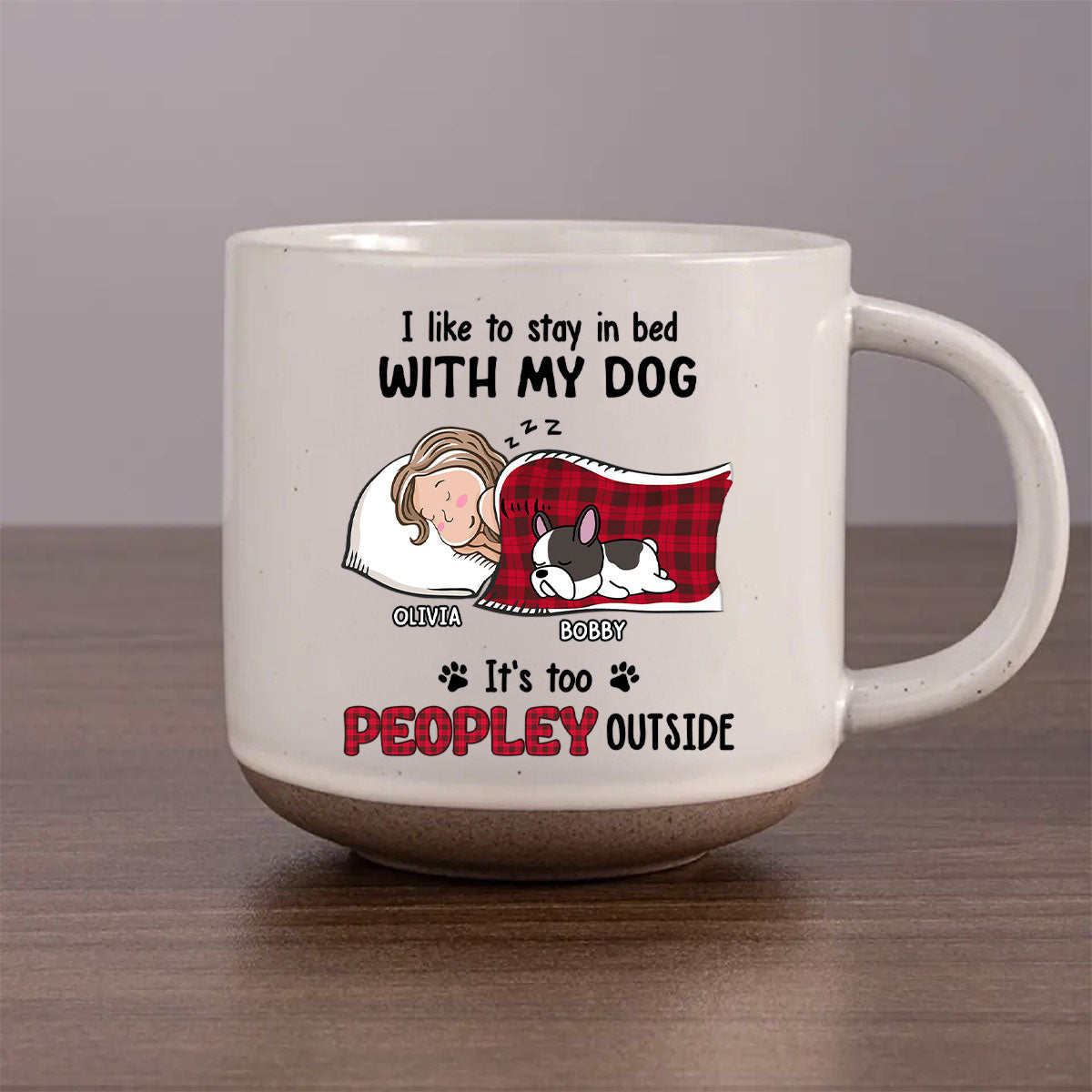 Custom Mother's day Birthday Gifts For Dog Mom, Dog Lovers • Like To Stay In Bed - Personalized Pottery Mug