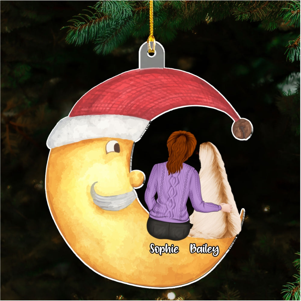 Custom Christmas Decor Home Birthday Gifts For Dog Mom, Dog Lovers • We Sitting On The Moon - Personalized Acrylic Ornament