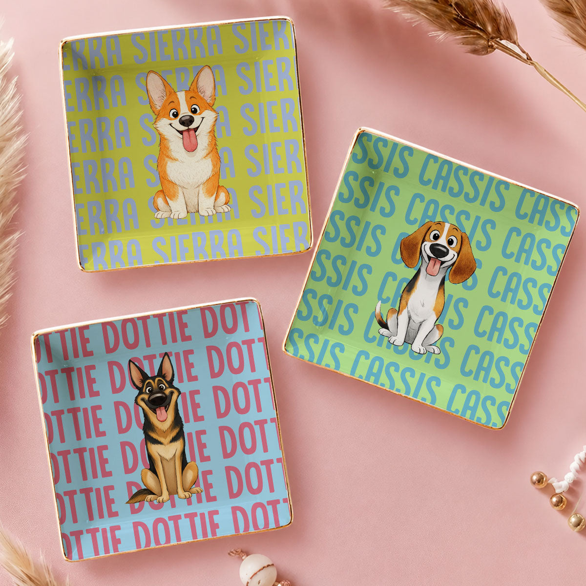 Custom Dog Watercolor Trinket Dish Gift For Dog Mom, Dog Lovers • Dog Lover Stylized - Personalized Jewelry Dish