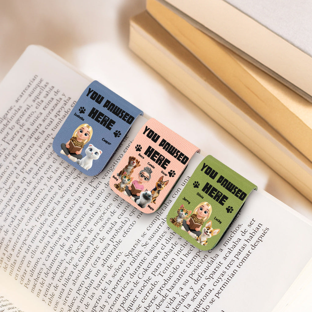You Pawsed Here Fur Ver 2 - Personalized Leather Bookmark