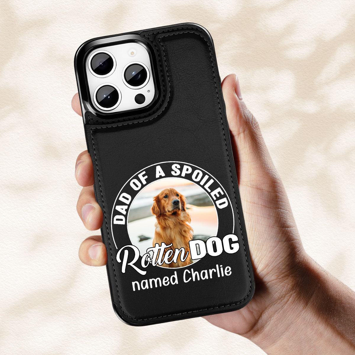 Spoiled Rotten Dog Chibi Cartoon Photo - Personalized Leather Phone Case
