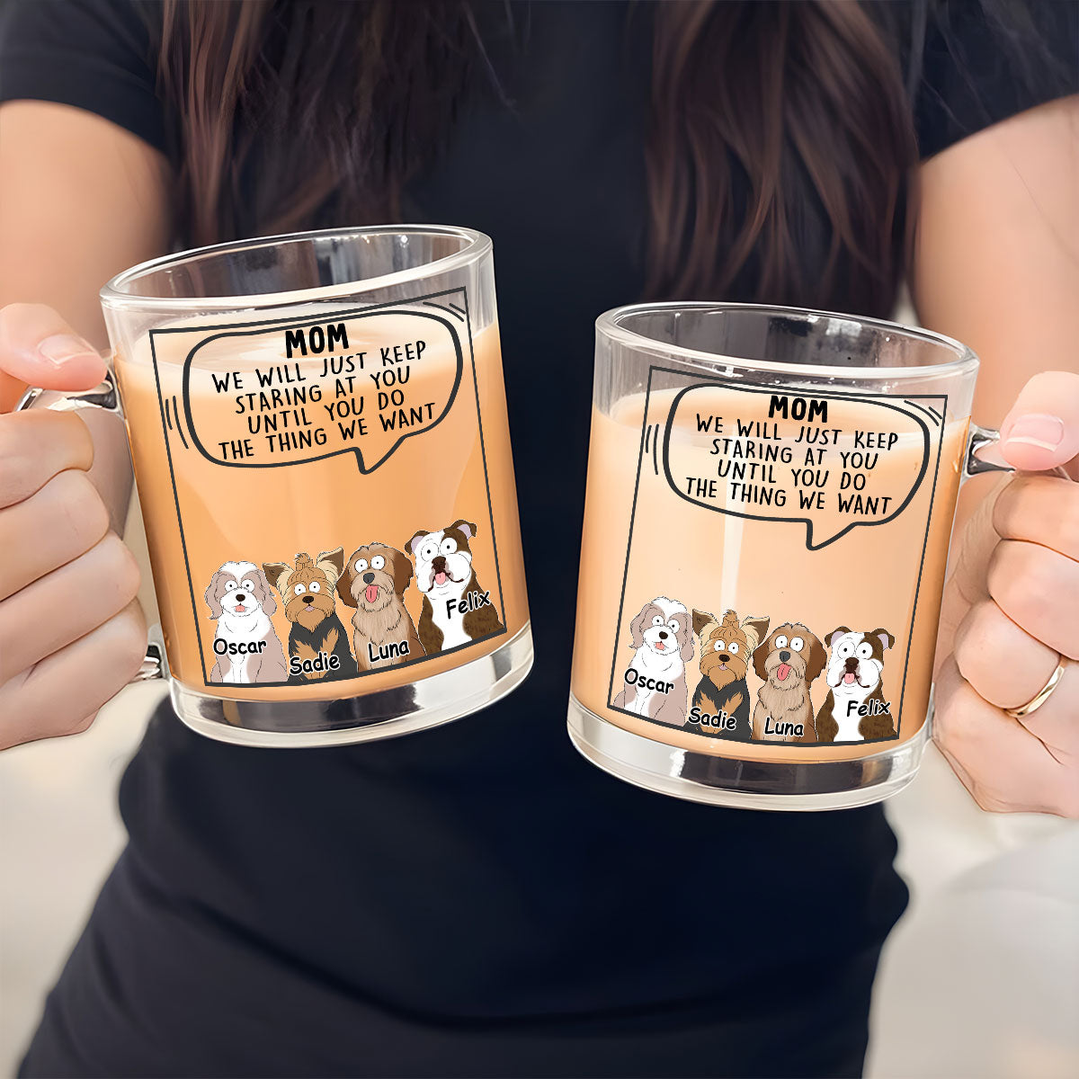 Custom Christmas Birthday Gifts For Dog Lovers • I Will Keep Staring At You - Personalized Glass Mug
