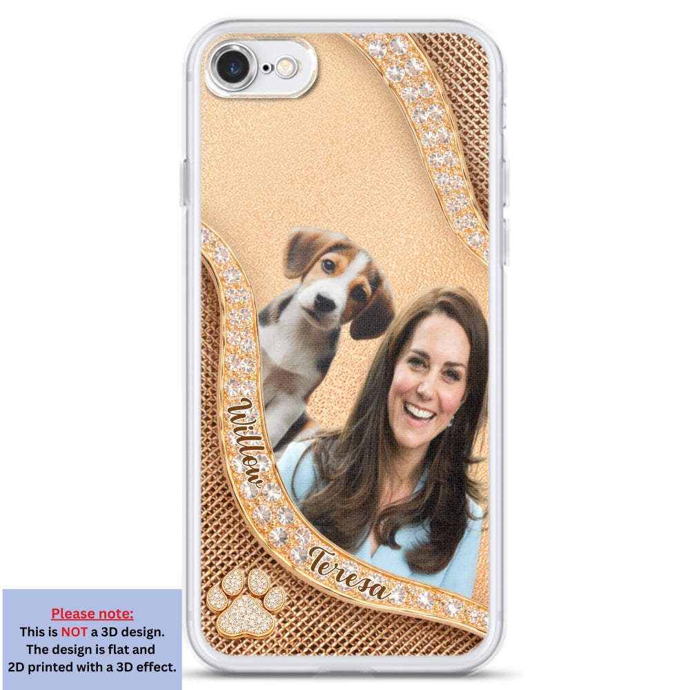 Gold Chibi Dog Mom Photo - Personalized 3D Effect Phone Case