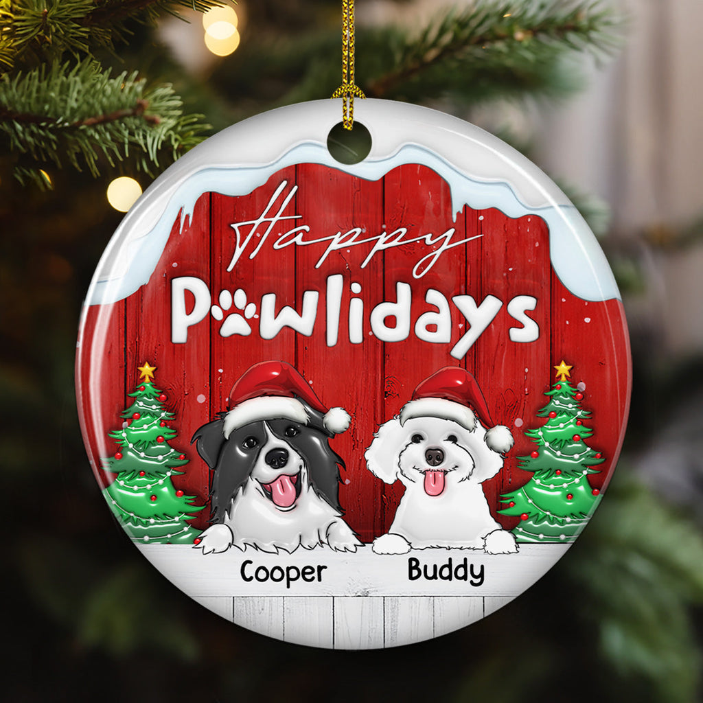 Happy Holiday To Our Dogs - Personalized 3D Inflated Effect Ceramic Ornament