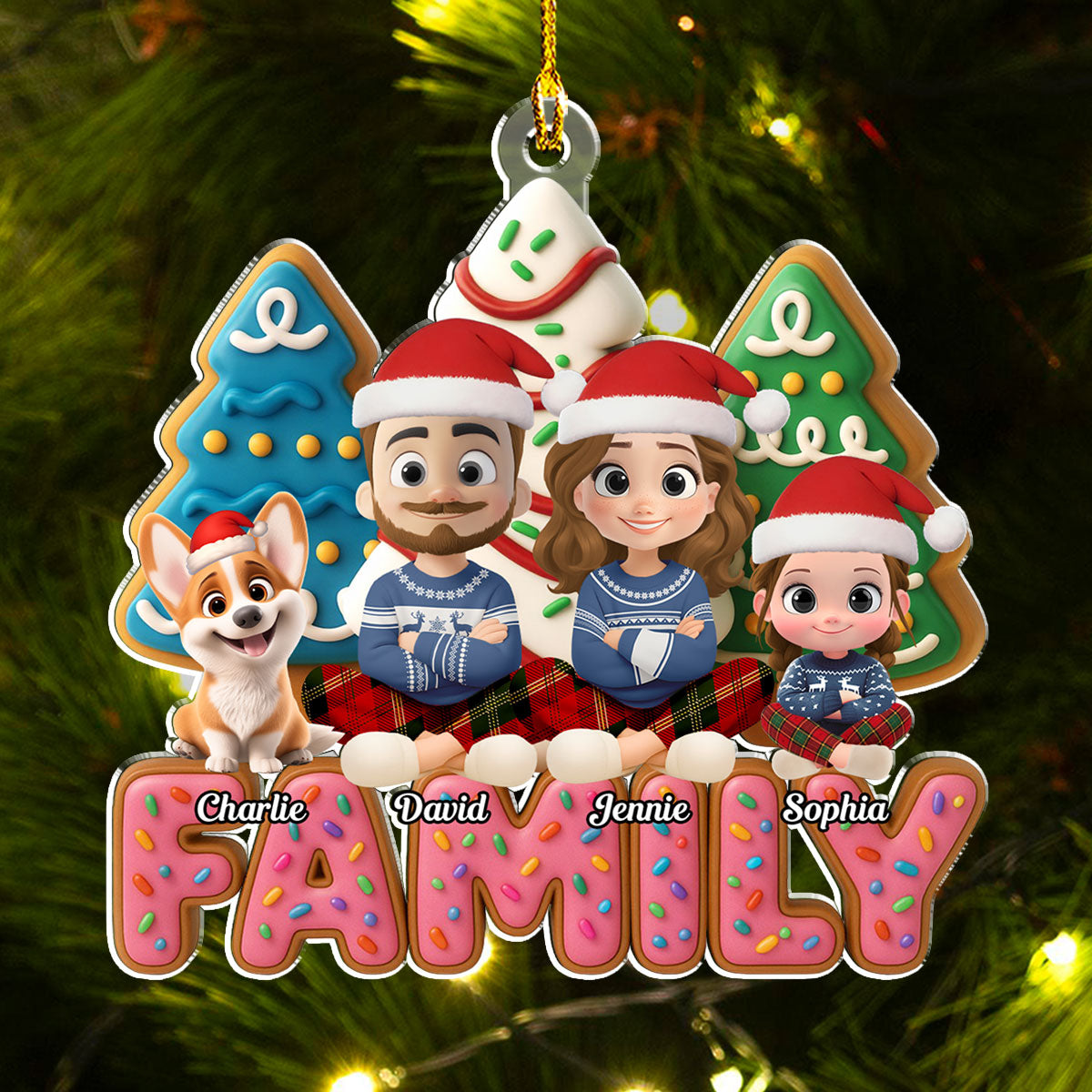 Custom Christmas Decor Home Birthday Gifts For Dog Lovers • Sweet Family Tree - Personalized Acrylic Ornament