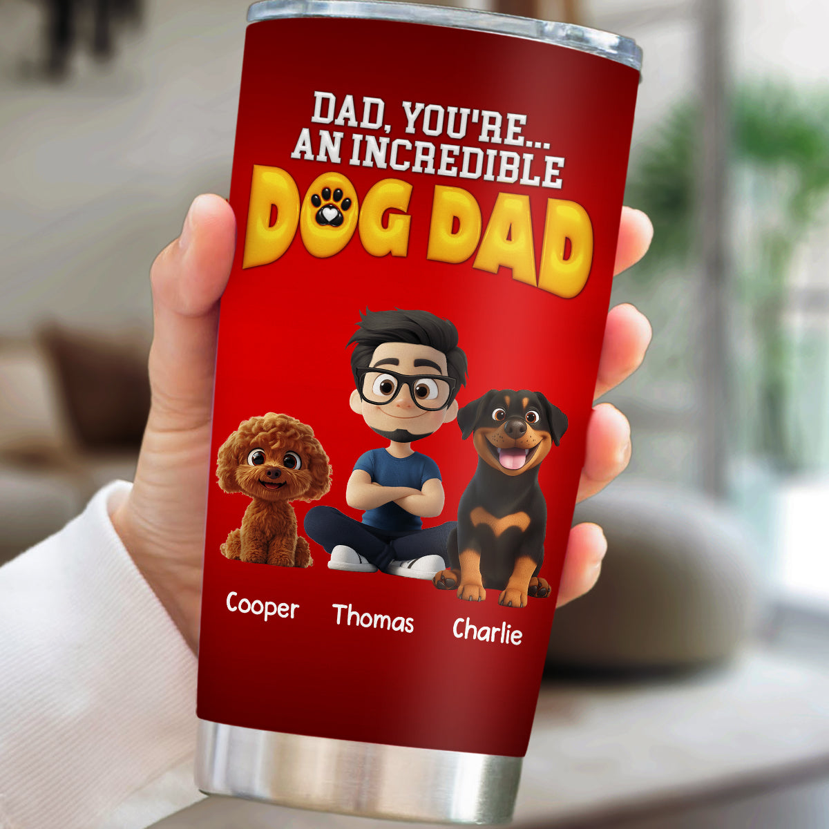 Custom Father's day Birthday Gifts For Dog Dad, Dog Lovers • You Are An Awesome Dog Dad - Personalized 3D Inflated Effect Tumbler