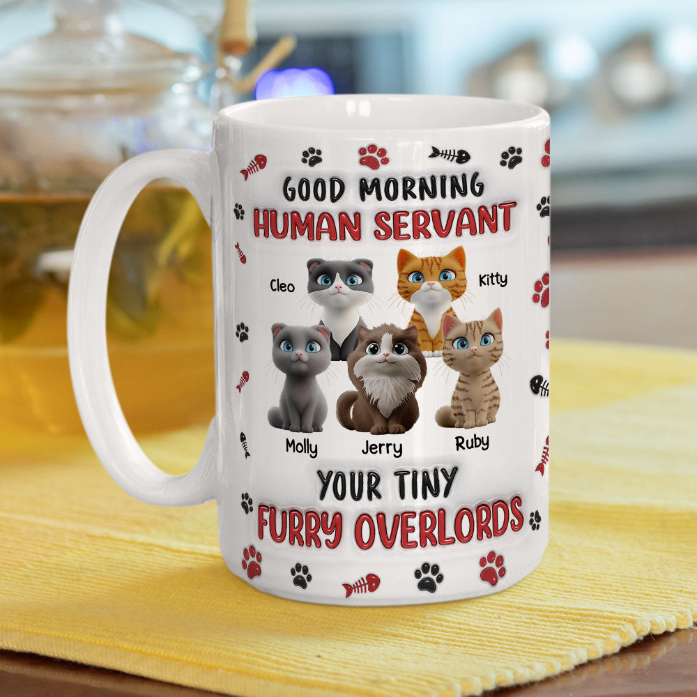 Custom Mother's day Birthday Gifts For Cat Mom, Cat Lovers • Furry Overlords - Personalized 3D Inflated Effect Mug