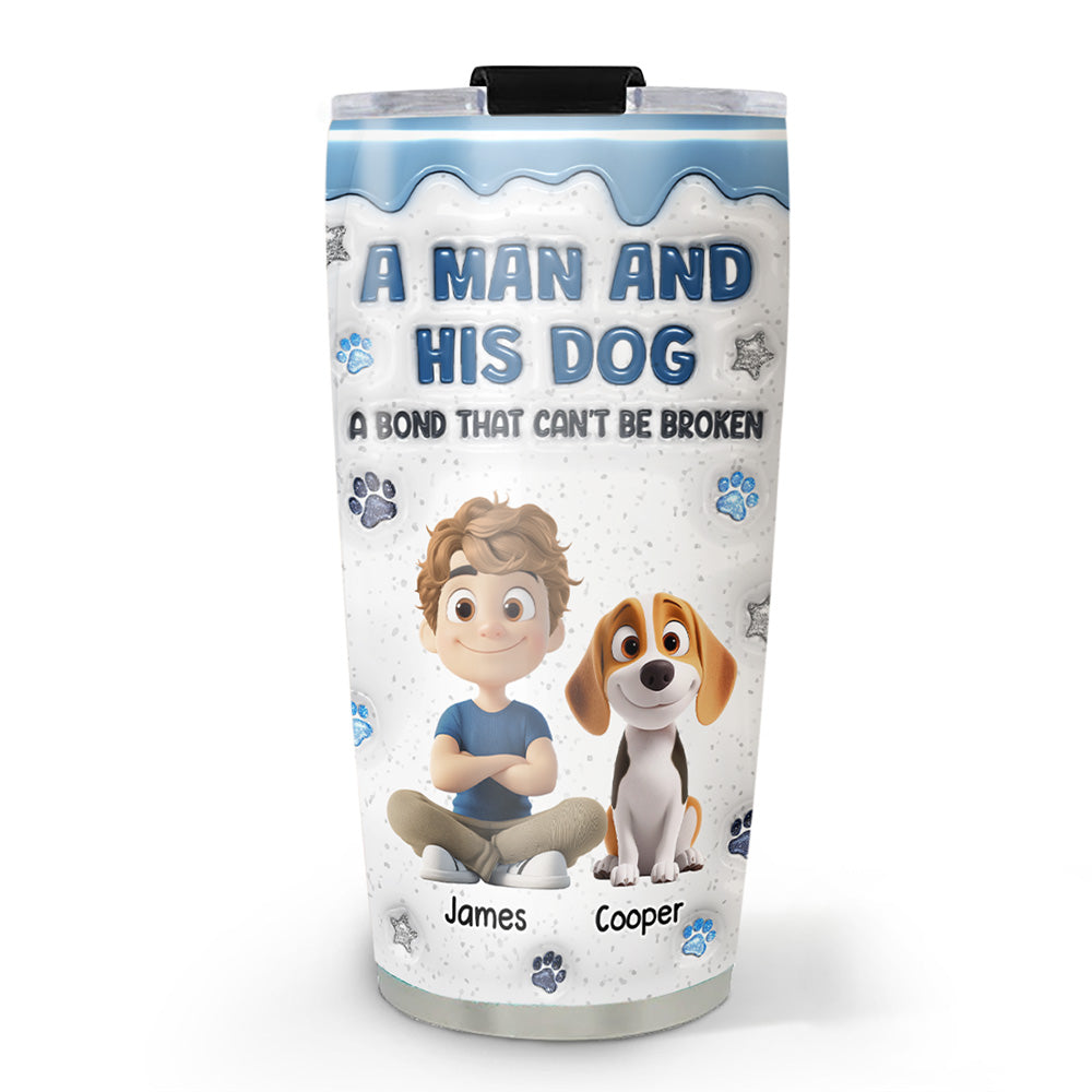 Custom Christmas Birthday Gifts For Dog Lovers • Dog Dad Mom Mum And Their Baby Blue - Personalized 3D Inflated Effect Tumbler