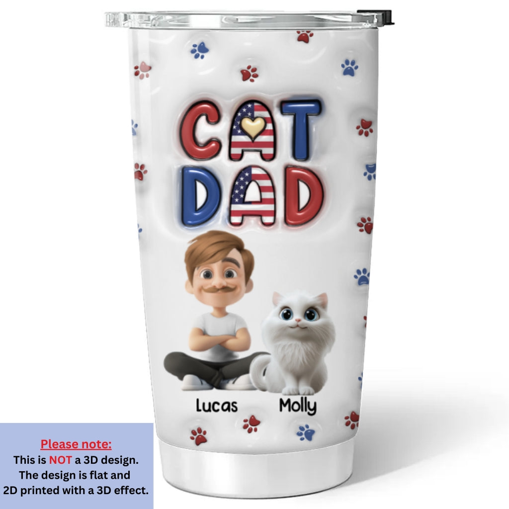 Custom Father's day Birthday Gifts For Cat Dad, Cat Lovers • My Lovely Cat - Personalized 3D Inflated Effect Tumbler