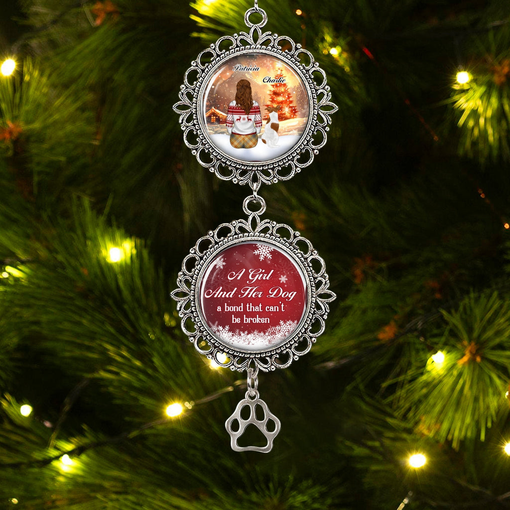 Custom Christmas Decor Home Birthday Gifts For Dog Lovers • A Girl And Her Dog - Personalized Charming Ornament