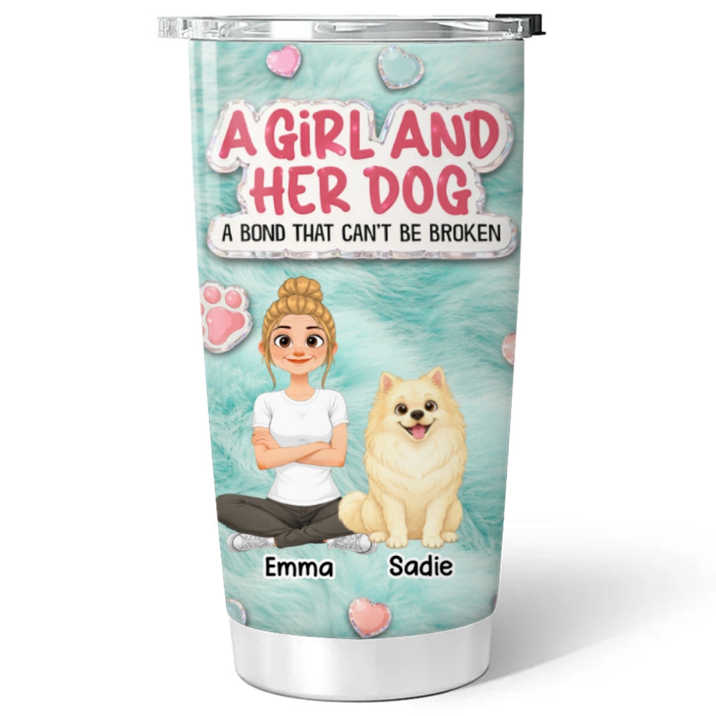 Custom Christmas Birthday Gifts For Dog Mom, Dog Lovers • Storybook Cute Girl And Her Dogs - Personalized Tumbler