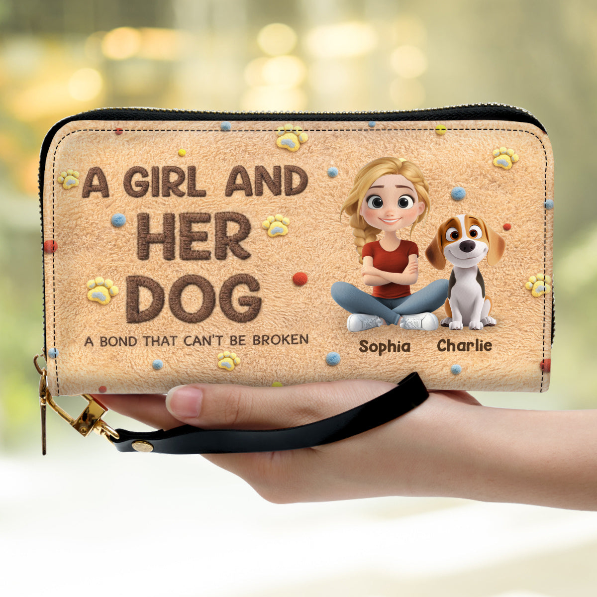 Stuffy Girl And Her Lovely Dogs - Personalized 3D Effect Leather Wallet