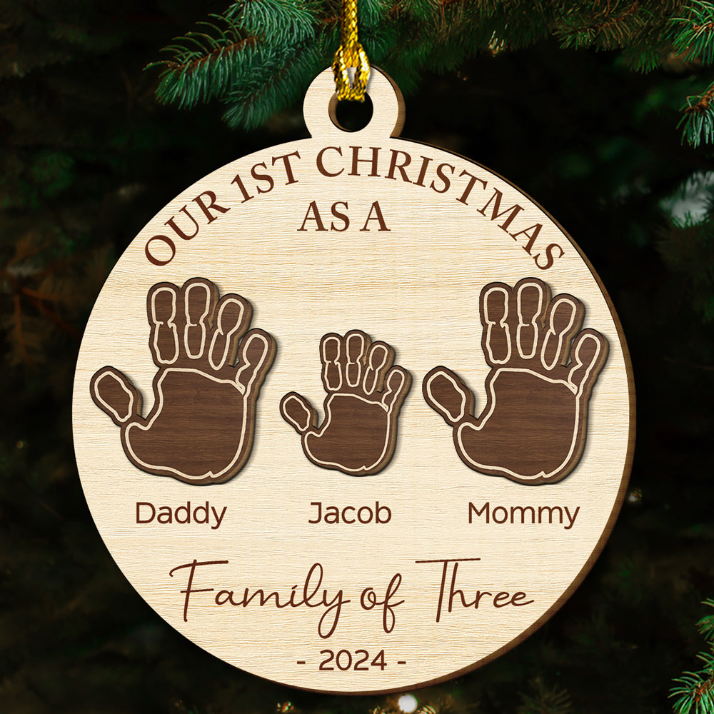 Our Family Handprints - Personalized Freeshape 2-Layered Wood Ornament