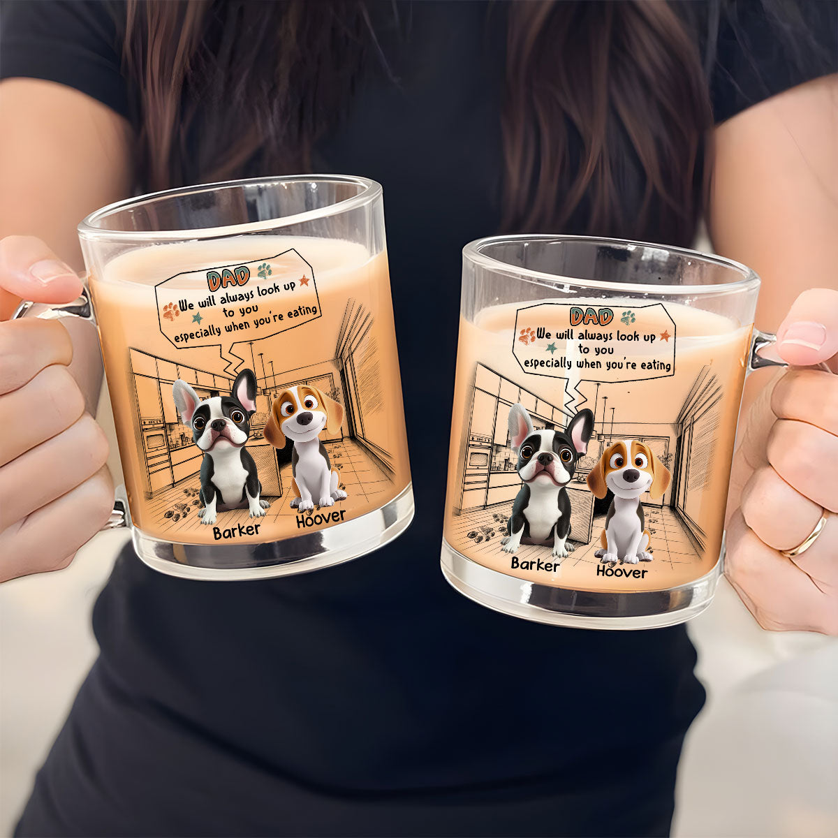 Custom Mother's Father's day Birthday Gifts For Dog Lovers • Keep Staring At You When Eating - Personalized Glass Mug