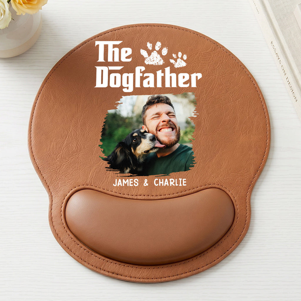The Dogfather Photo - Personalized Leather Mouse Pad