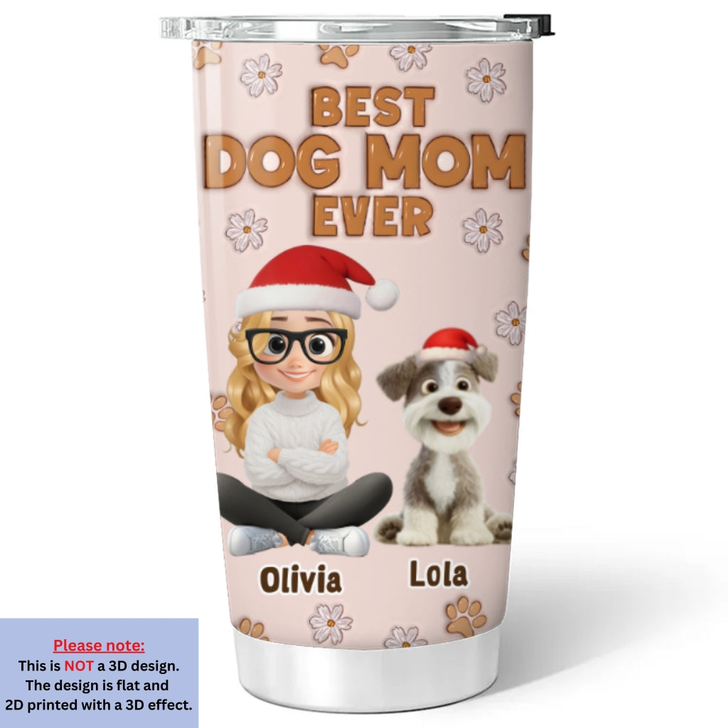 Custom Christmas Birthday Gifts For Dog Mom, Dog Lovers • Charming Girl And Dogs - Personalized 3D Inflated Effect Tumbler