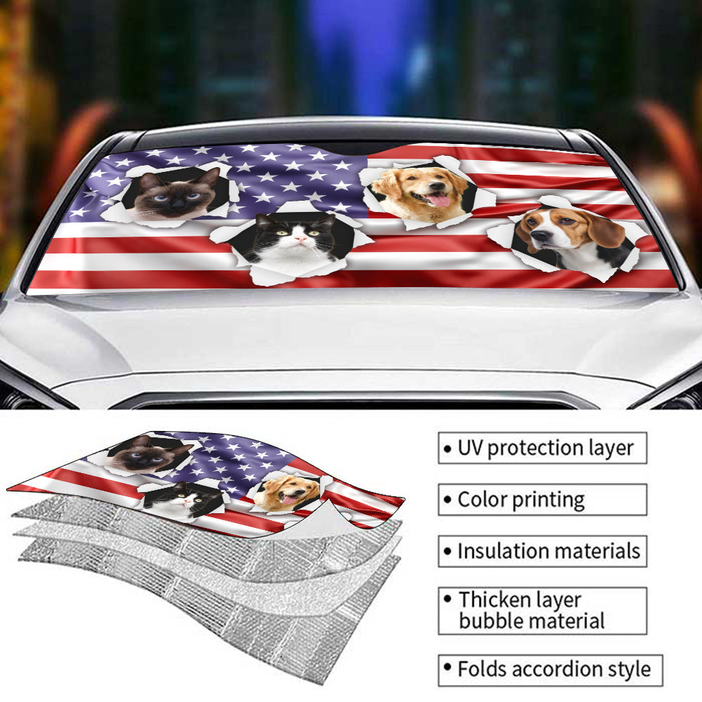 God Bless Our America Photo - Personalized Car Sunshade
