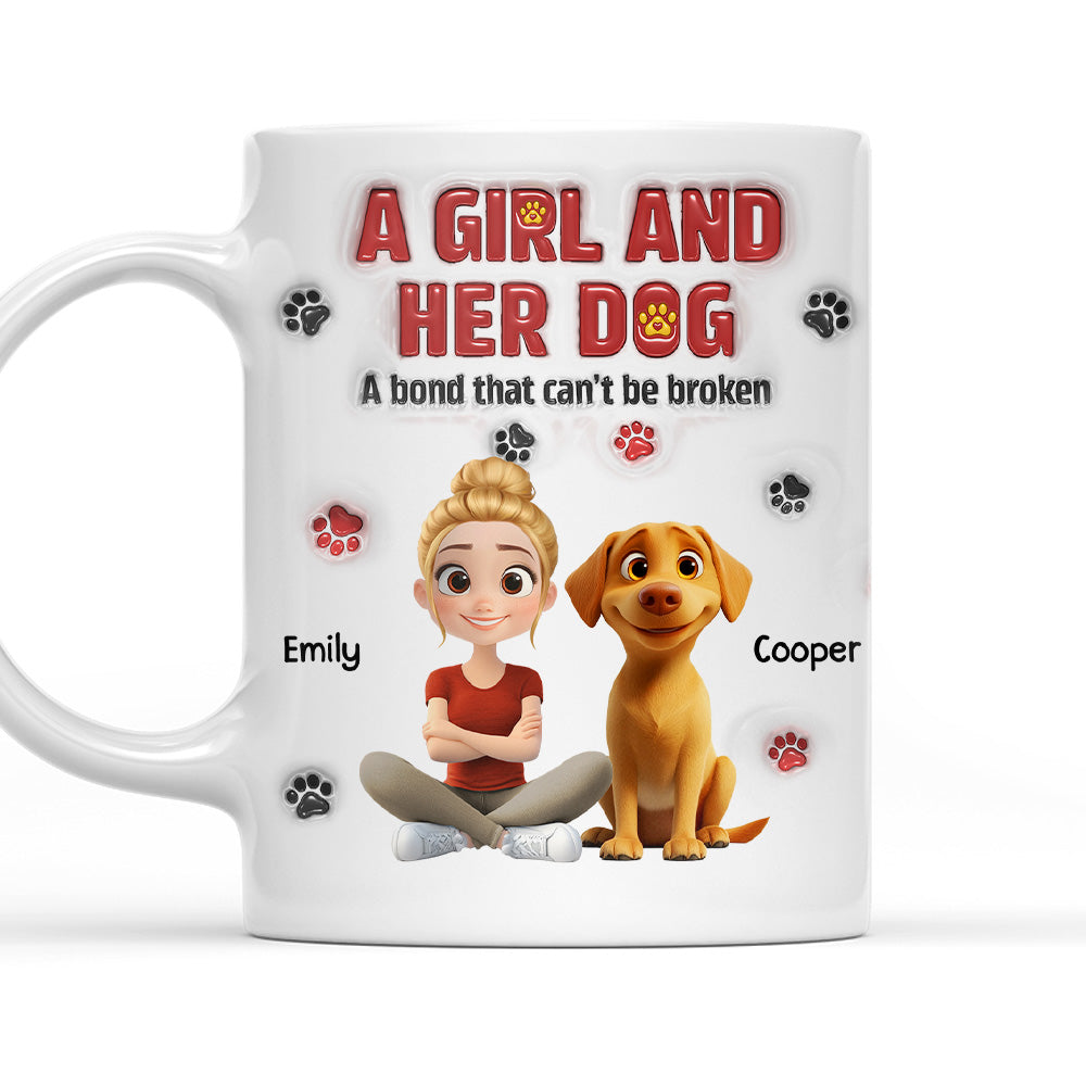 Custom Christmas Birthday Gifts For Dog Mom, Dog Lovers • A Girl And Her Dog Version 2 - Personalized 3D Inflated Effect Mug