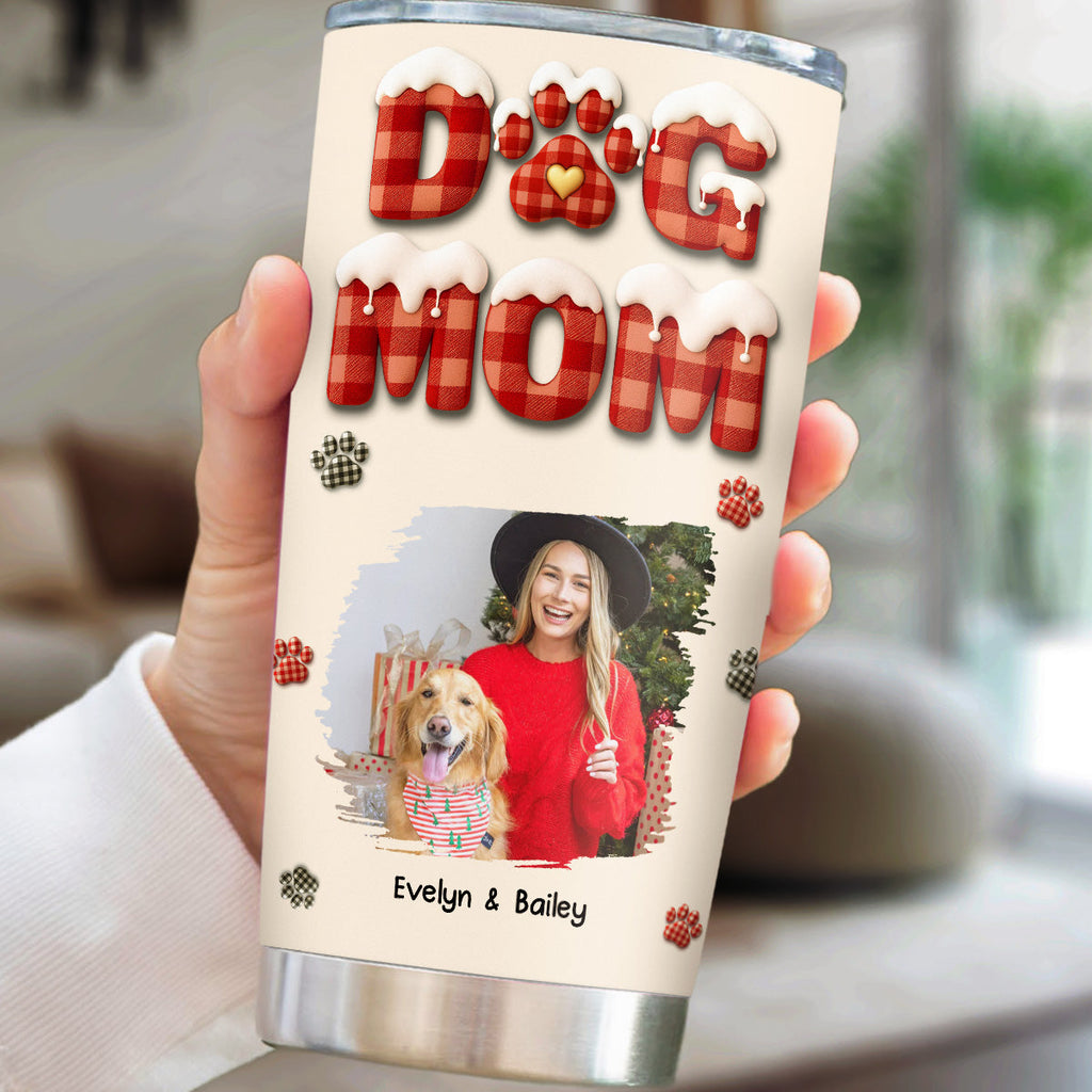Custom Photo Christmas Birthday Gifts For Dog Mom, Dog Lovers • A Cheerful Time Photo - Personalized Tumbler