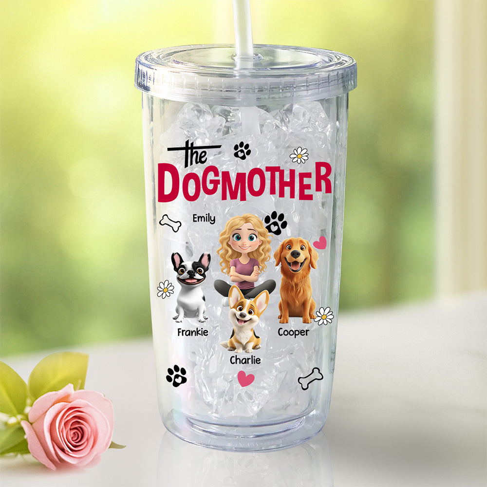 Custom Christmas Birthday Gifts For Dog Mom, Dog Lovers • The Dogmother - Personalized 14oz Plastic Tumbler