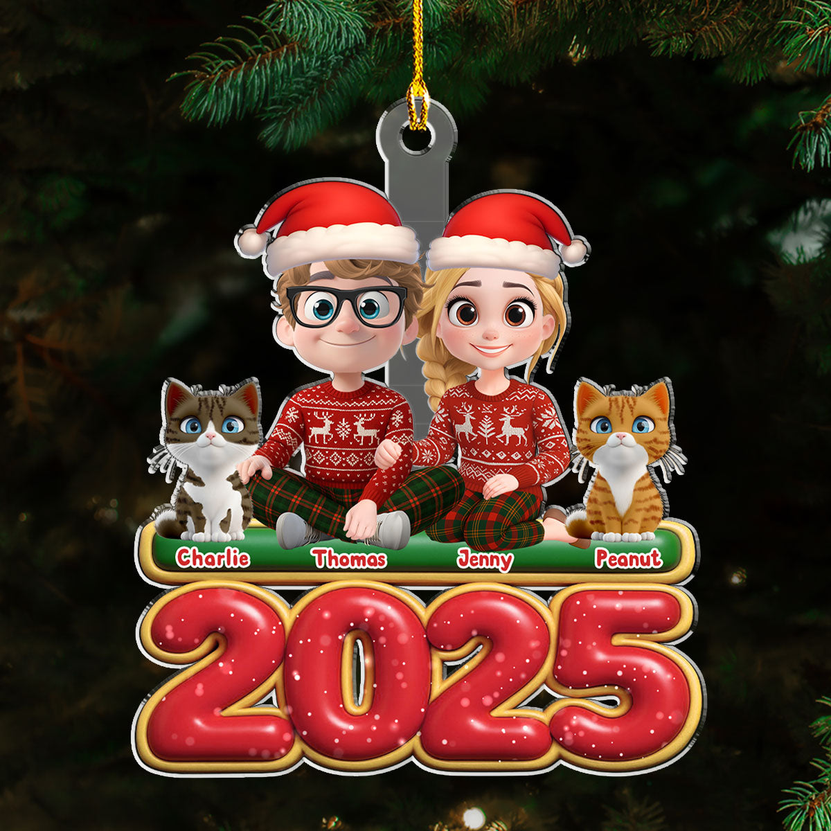 Custom Christmas Birthday Gifts For Cat Dad And Mom • We And Our Cat - Personalized Acrylic Ornament