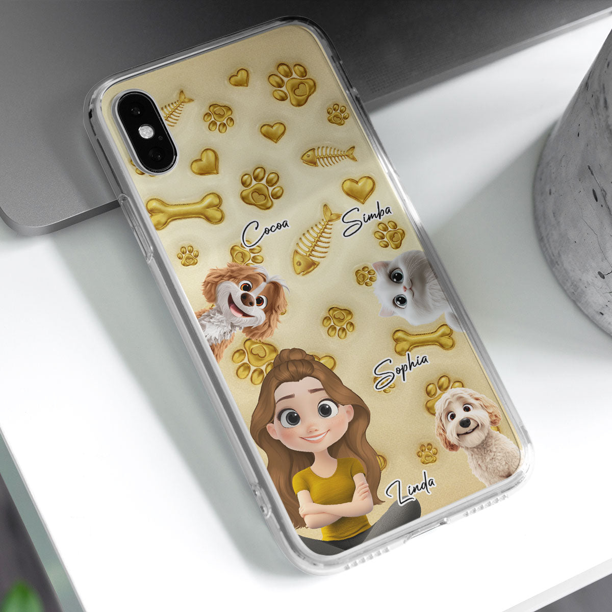 Gold Glitter Pet Mom - Personalized 3D Effect Phone Case