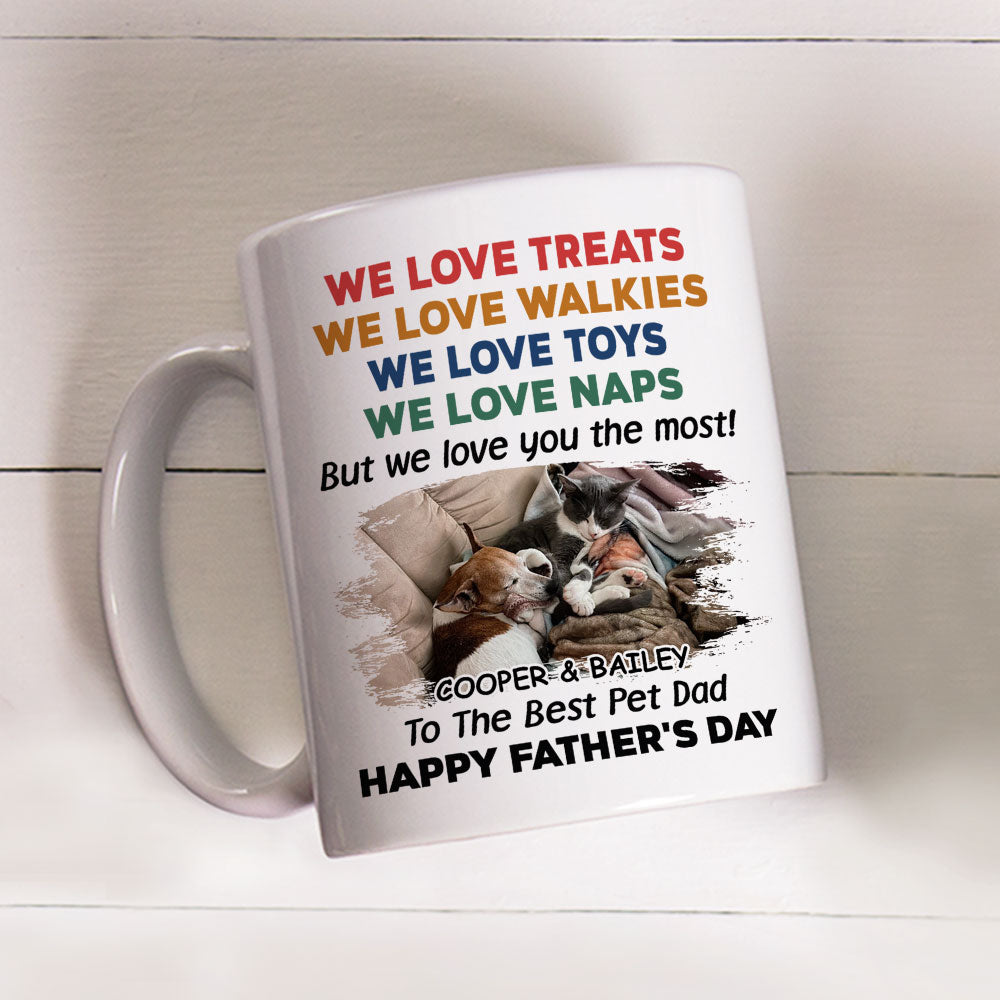 Custom Photo Mother's Father's day Birthday Gifts For Cat Lovers • Love You The Most Pet Photo Version 2 - Personalized Coffee Mug
